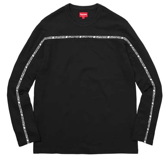 Supreme Tape Stripe Long Sleeve Pique Top Size Large- F/W 2017 Drop - Picture 1 of 4